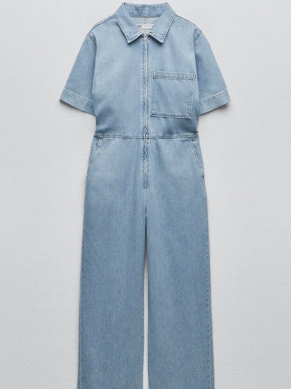 Zara Full Length Zipper Denim Jumpsuit, XS